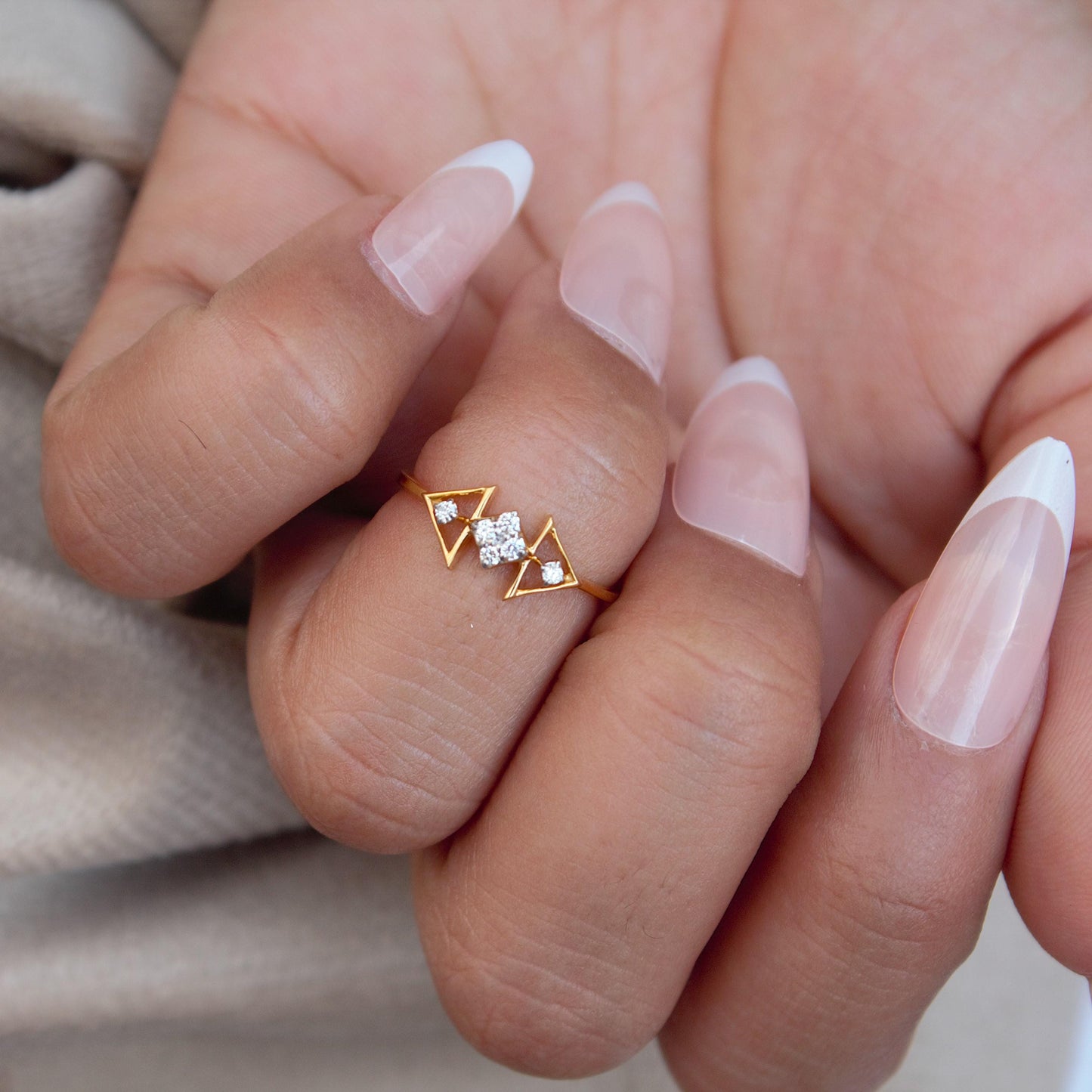 Natural Diamond Gold Jewelry, 4.5 US Dainty Gold Ring, 18K Real Gold Jewelry, IGI Certified Diamond Jewelry, Minimalist Gold Ring For Wife