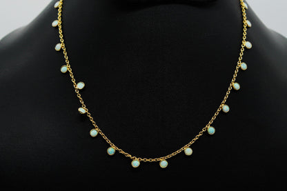 Opal Charm Necklace For Gift, Dainty Opal Jewelry, October Birthstone Necklace, 925 Sterling Silver Necklace for Wife, Opal Charm Necklace