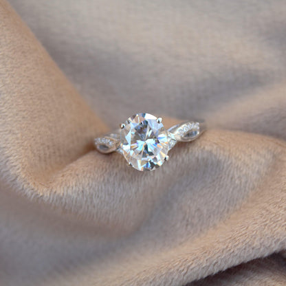 Stunning Oval Cut Moissanite Ring, Sterling Silver Engagement Ring, Vintage-Inspired Promise Ring, Dainty Anniversary Gift, Bridal Jewelry