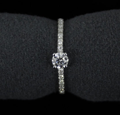 Minimalist Round Cut Moissanite Ring in 925 Sterling Silver, Solitaire Silver Ring, Stackable Promise Ring, Wedding Gift for Bridesmaids