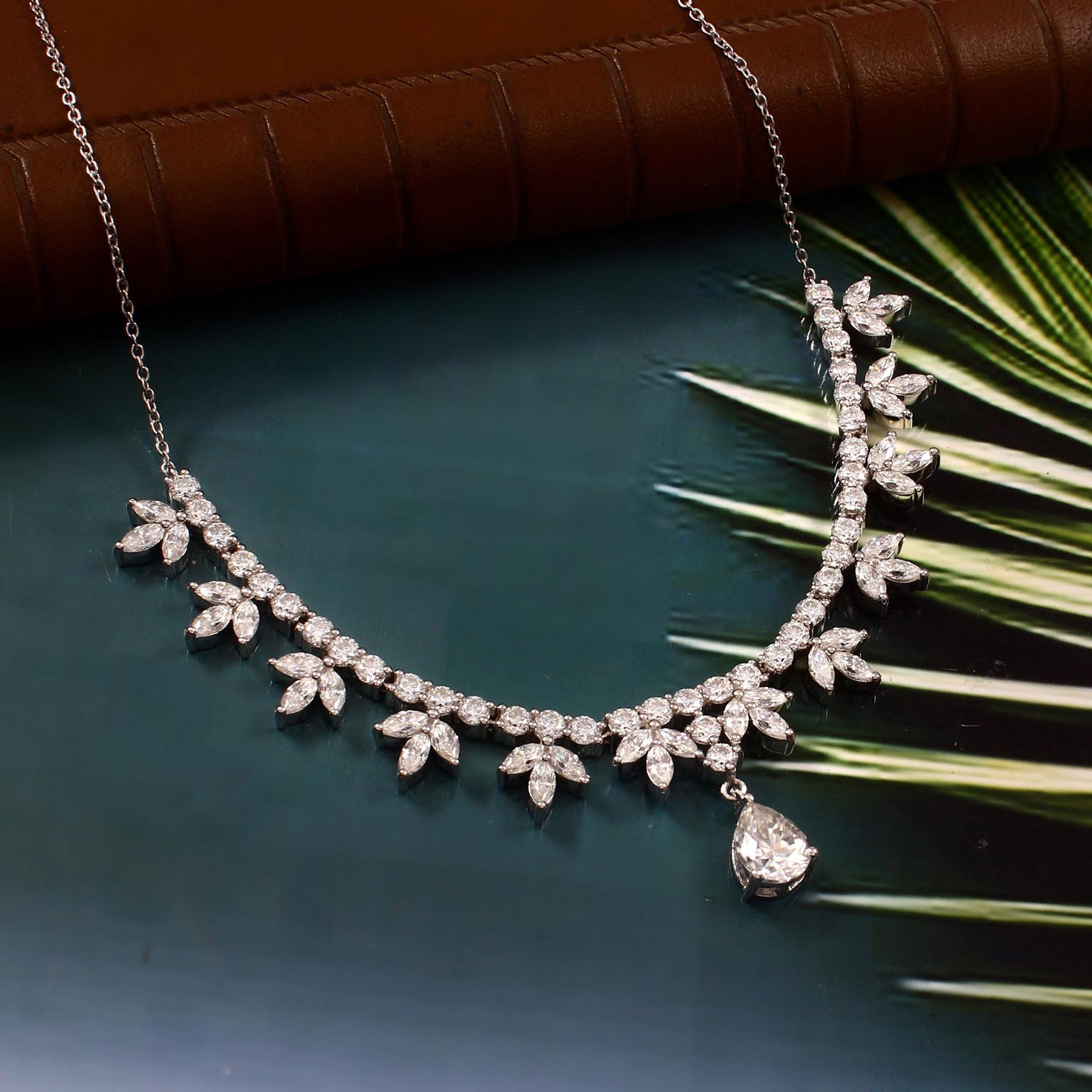 Gold Moissanite Necklace for Bride, D Color VVS1 Clarity Moissanite Necklace, Solid Gold Designer Jewelry, Wedding/Engagement Gold Jewelry