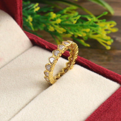Moissanite Band Ring/ Moissanite Gold Ring/ Heart Eternity Ring/ Beautiful Heart Ring/ Full Eternity Ring/ 10k Solid Gold Ring/ Gift For Her