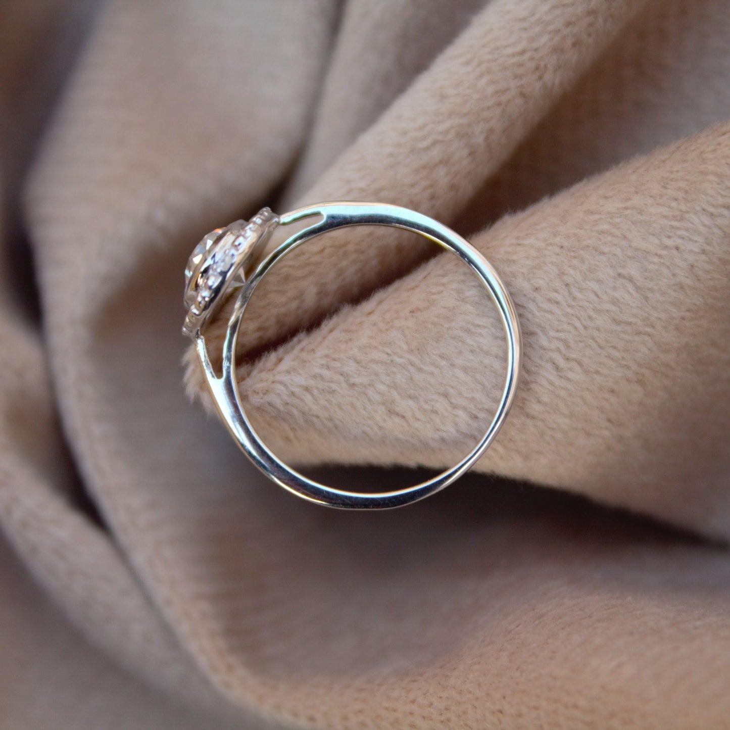 Oval Cut Moissanite Ring in 925 Sterling Silver, Statement Wedding/Engagement Ring for Women, Silver Halo Ring, Lightweight Travel Jewelry