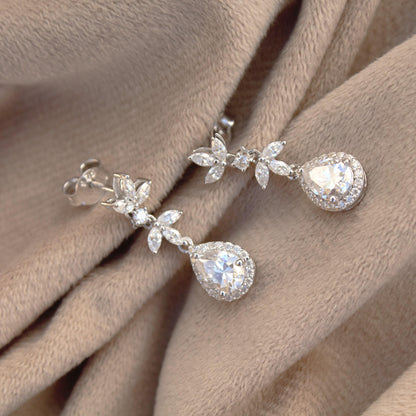 Teardrop Moissanite Earrings in 925 Sterling Silver, Drop and Dangle Earrings, Designer Statement Earrings for Women, Prefect Gift for Bride