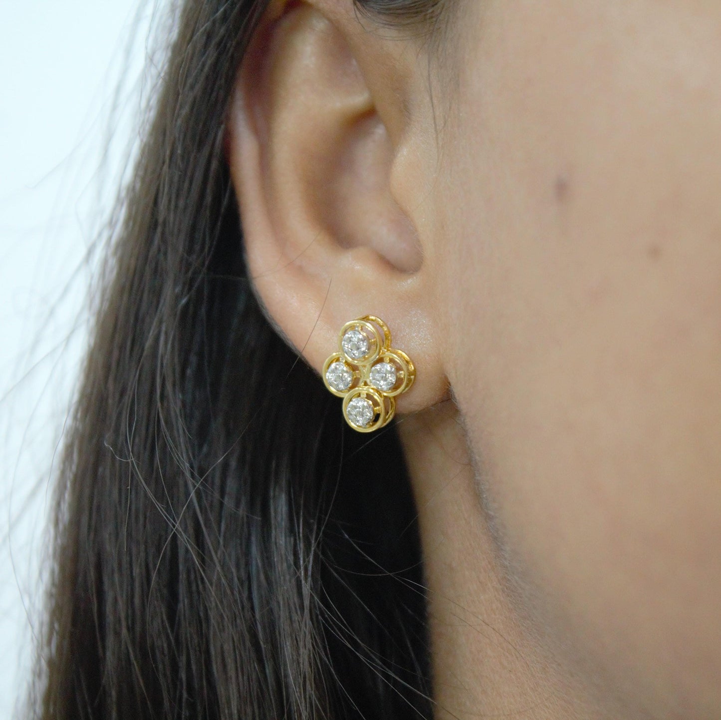 18k Gold Diamond Necklace Earring Set, Classic Handmade Bridal Jewelry Set, Designer Wedding Gift, Real Diamond Pendant with Stud Earrings