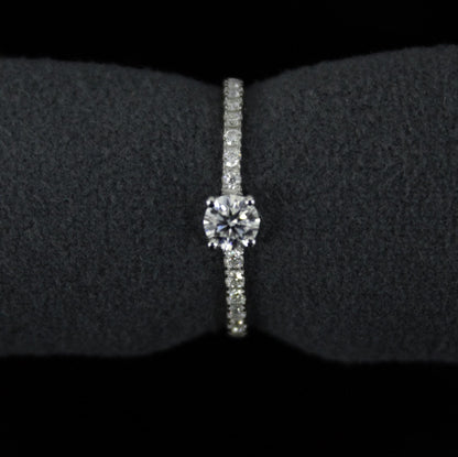 Minimalist Round Cut Moissanite Ring in 925 Sterling Silver, Solitaire Silver Ring, Stackable Promise Ring, Wedding Gift for Bridesmaids