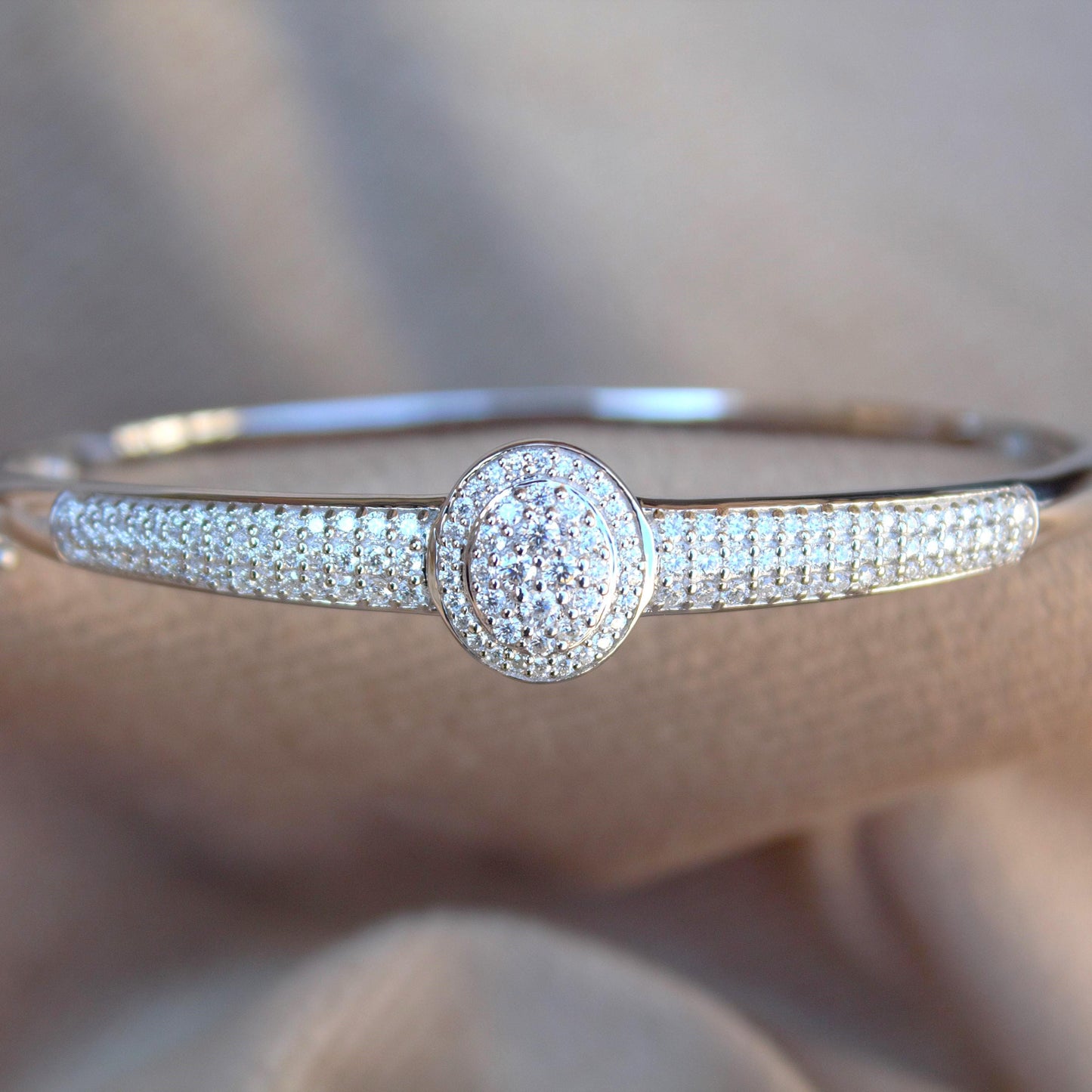 Cuff Moissanite Delicate Bracelet, Moissanite Silver Jewelry With 925 Stamped, Melee Round Women Bangle Bracelet For Anniversary Gift