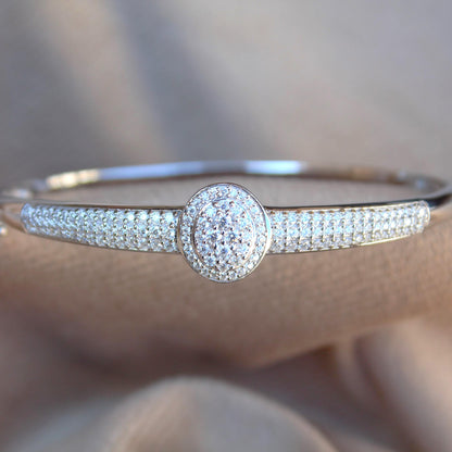 Cuff Moissanite Delicate Bracelet, Moissanite Silver Jewelry With 925 Stamped, Melee Round Women Bangle Bracelet For Anniversary Gift