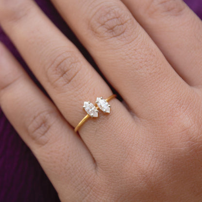 6X3 MM Marquise Cut Ring, Lightweight Travel Gold Ring, 1 Gram Moissanite Gold Ring, 18K Solid Gold Jewelry, Graduation Gift For Daughter