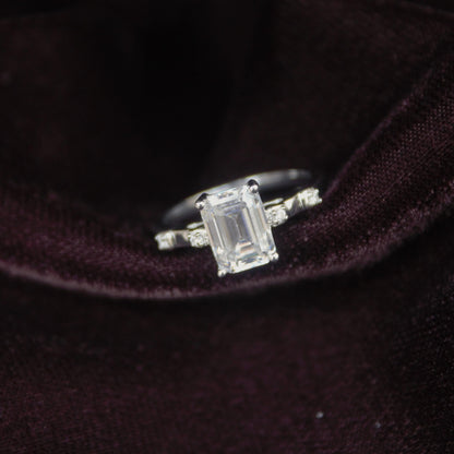 Emerald Cut Moissanite Men's Ring,925 Sterling Silver Handmade Ring, White Moissanite Ring, Statement Prong Set Ring, Perfect Gift for Groom