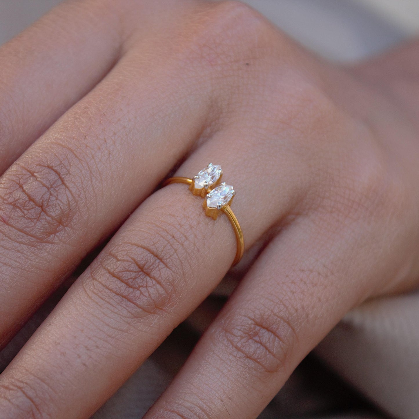 6X3 MM Marquise Cut Ring, Lightweight Travel Gold Ring, 1 Gram Moissanite Gold Ring, 18K Solid Gold Jewelry, Graduation Gift For Daughter