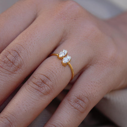 6X3 MM Marquise Cut Ring, Lightweight Travel Gold Ring, 1 Gram Moissanite Gold Ring, 18K Solid Gold Jewelry, Graduation Gift For Daughter