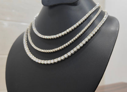 Moissanite Tennis Necklace, D Color VVS 1 Grade 4 MM Moissanite Necklace, Hip-Hop Jewelry, 925 Sterling Silver Necklace, Engagement Gift