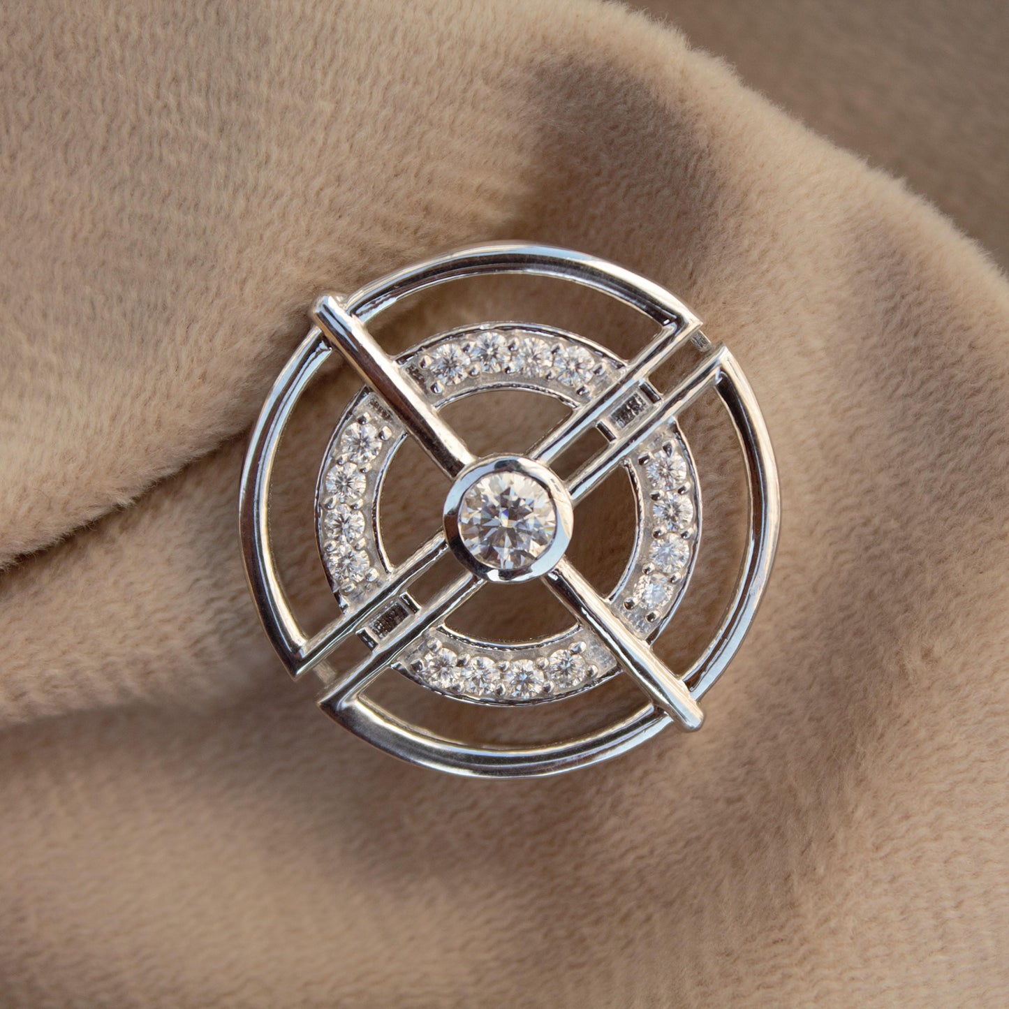 Vintage Moissanite Silver Pendant, 925 Sterling Silver Pendant, Handmade Pendant for Her, Round Shape Pendant, White Moissanite Jewelry Gift