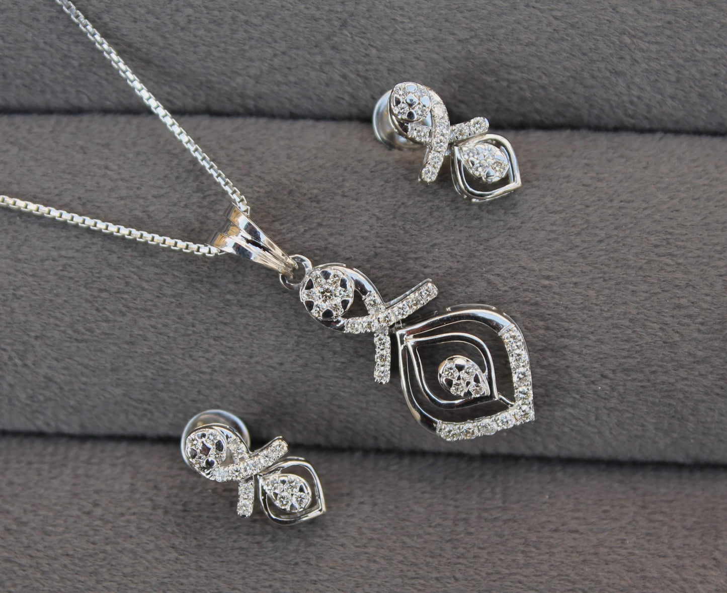 18K Real Gold Diamond Jewelry Set, IGI Certified Pendant Necklace & Earrings, Necklace with Earrings  Set, IGI Certified Gift for Women