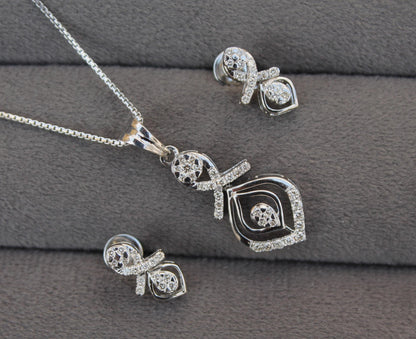 18K Real Gold Diamond Jewelry Set, IGI Certified Pendant Necklace & Earrings, Necklace with Earrings  Set, IGI Certified Gift for Women