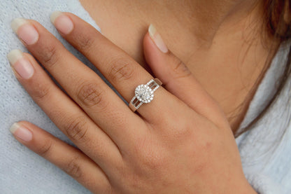 Oval Moissanite Engagement Ring, 925 Sterling Silver Statement Ring, Oval Cut Stone Ring for Women, Handmade Silver Ring, Moissanite Jewelry