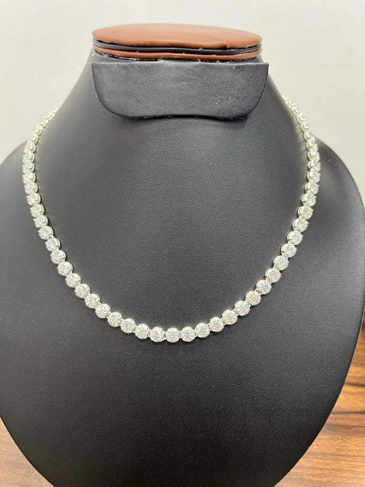 Moissanite Bubble Chain 5 MM Round Necklace, Moissanite Chain Necklace, Infinity Tennis Necklace, 14K Gold Moissanite Jewelry, Birthday Gift