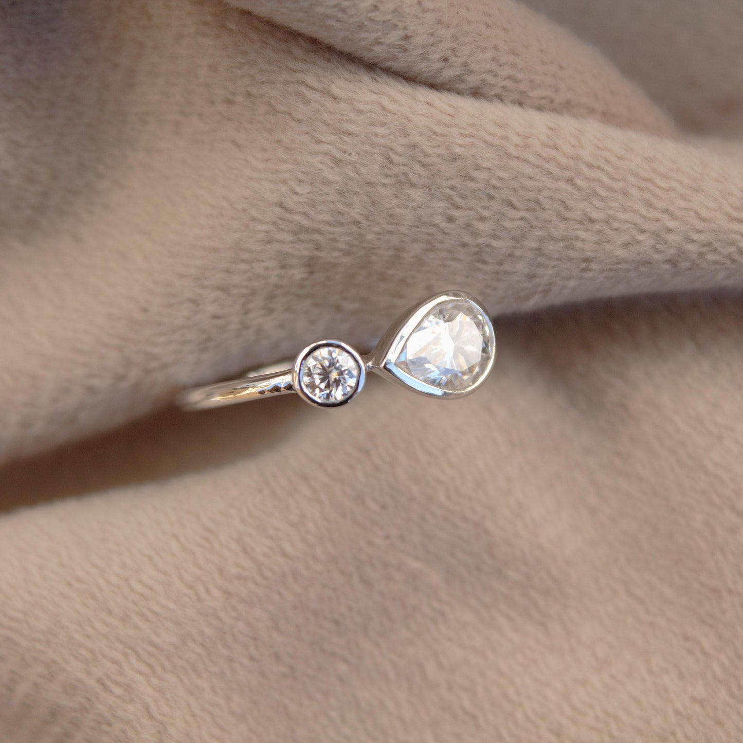 925Sterling Silver Moissanite Anniversary Ring, Pear and Round Cut Stone Ring, Minimalist Stackable Ring, Perfect Moissanite Jewelry for Her