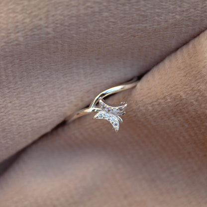 Butterfly Design CZ Ring, Small & Dainty Silver Ring, 925 Sterling Silver Cubic Zircon Ring, Minimalist Butterfly Jewelry, Silver Thin Ring
