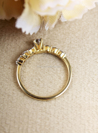 Lab Grown Diamond Minimalist Ring, 10K/14K Yellow Gold Anniversary Ring, Stackable Ring for Women, Real Gold Jewelry, Dainty Gold Ring