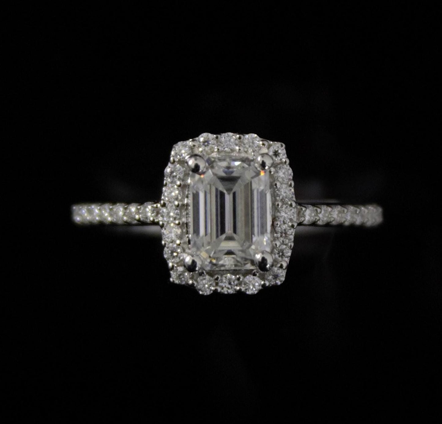 Emerald Cut and Round Cut Stone Wedding Ring, Silver Moissanite Ring, 925Sterling Silver Ring for Women, Statement Bridal Moissanite Jewelry