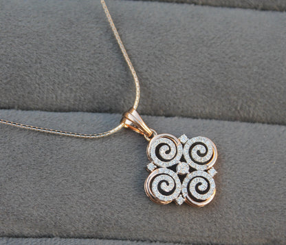 Natural Diamond Gold Jewelry Set, Light Weight Diamond Jewelry, H-I-J Color Diamonds, IGI Certified 18K Gold Chain with Pendant Earrings Set