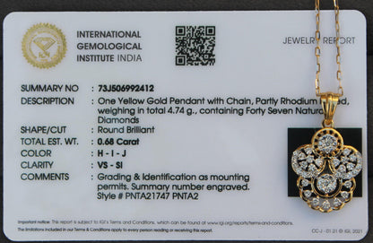 IGI Certified Gold Diamond Jewelry, Natural Diamond Earring With Necklace Set, 18K Gold Diamond Jewelry, Designer Diamond Set Gift For Her