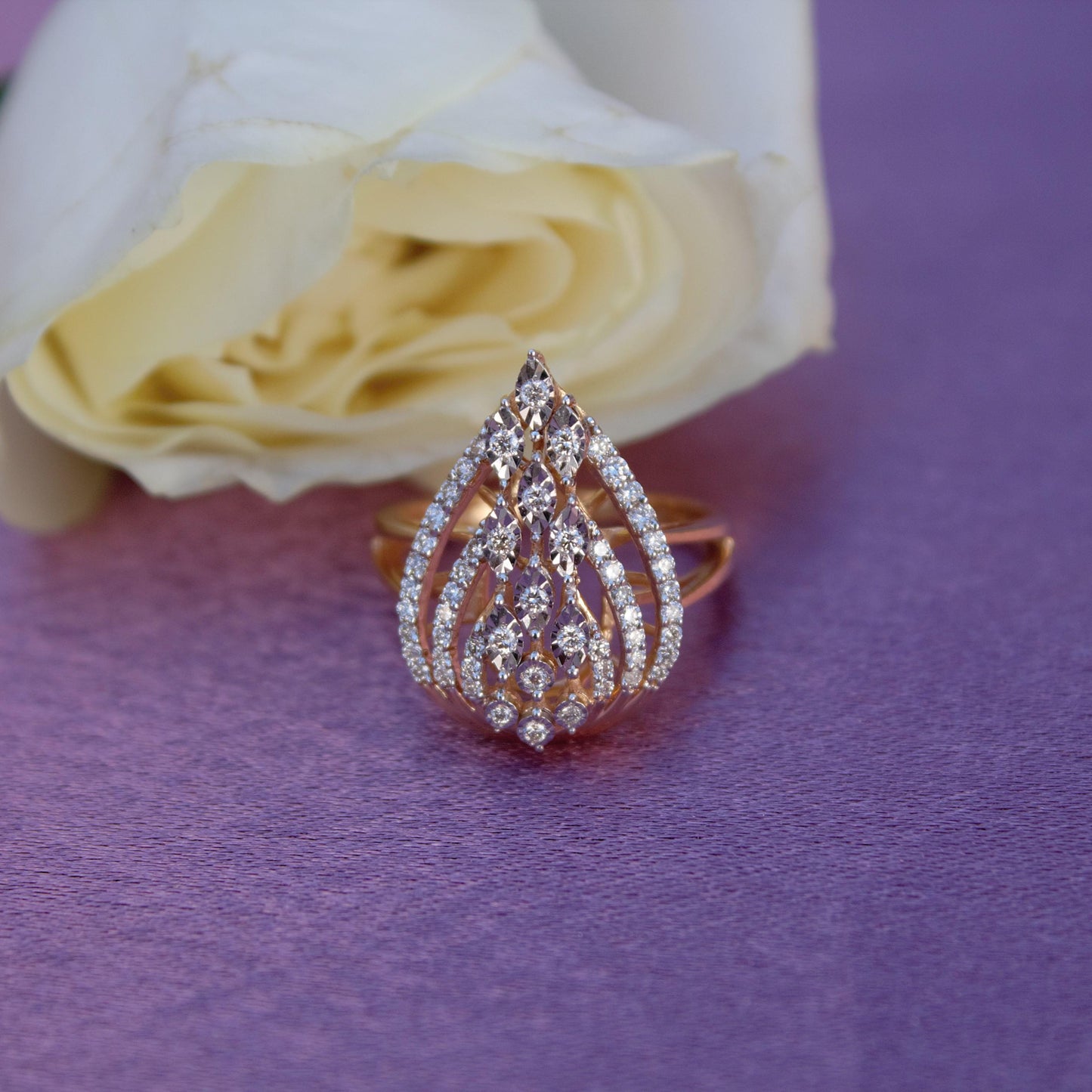 18k Solid Gold Jewelry, 4 US Gold Engagement Ring, Victorian Style Natural Diamond Ring, Natural Diamond Real Gold Ring, Real Gold Ring