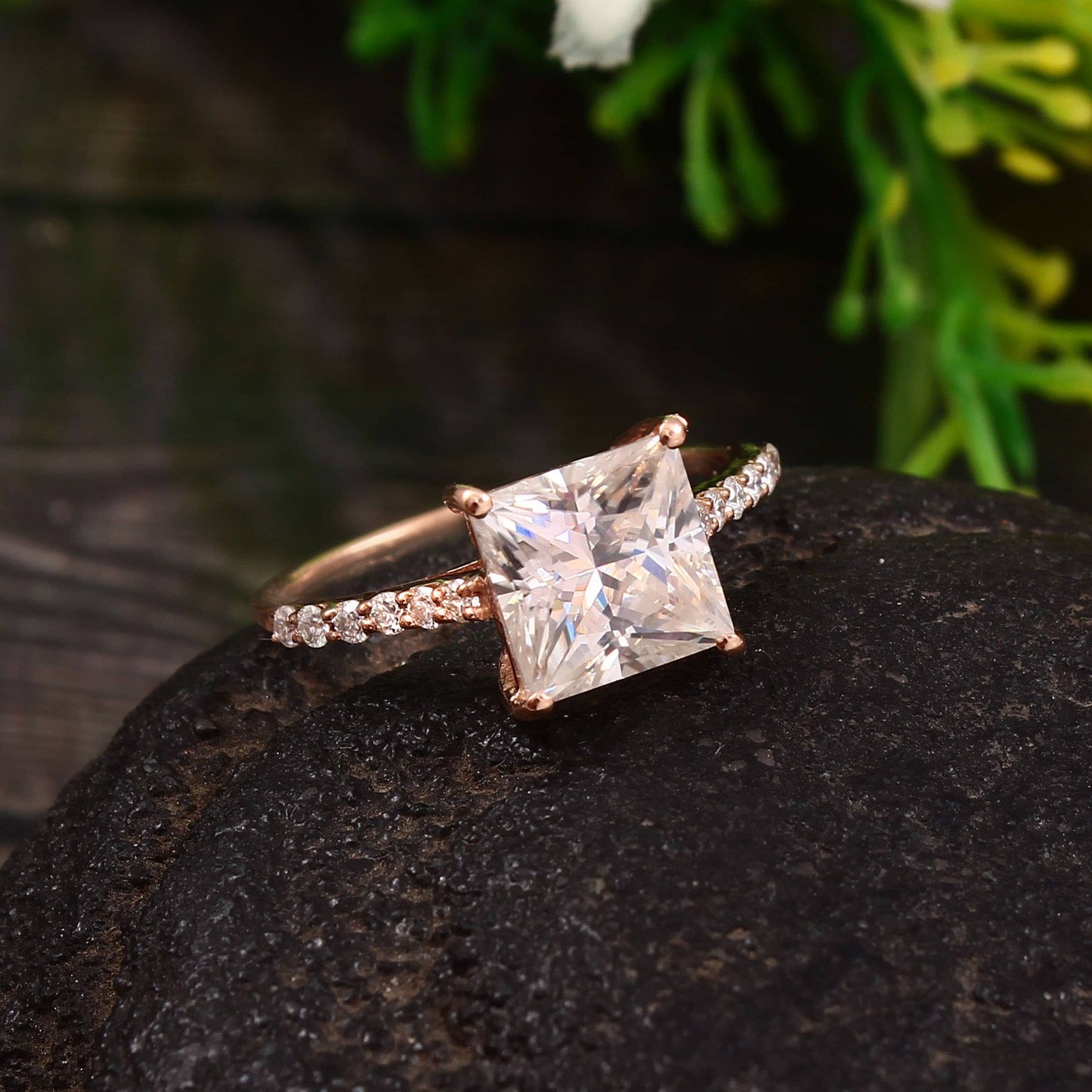 Princess Cut Ring, Lab Diamond Gold Ring, Wedding Gift, 10k/14k/18k Solid Gold Ring, Gold Minimalist Ring, 7.5 mm Diamond Ring for Bride