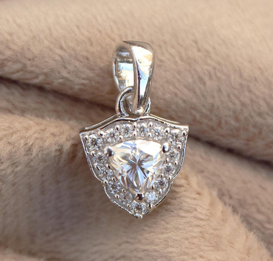 925 Sterling Silver Moissanite Trillion Cut Pendant, Silver Tiny Charm Pendant for Chain, Minimalist Pendant, Stunning Jewelry Gift for Her