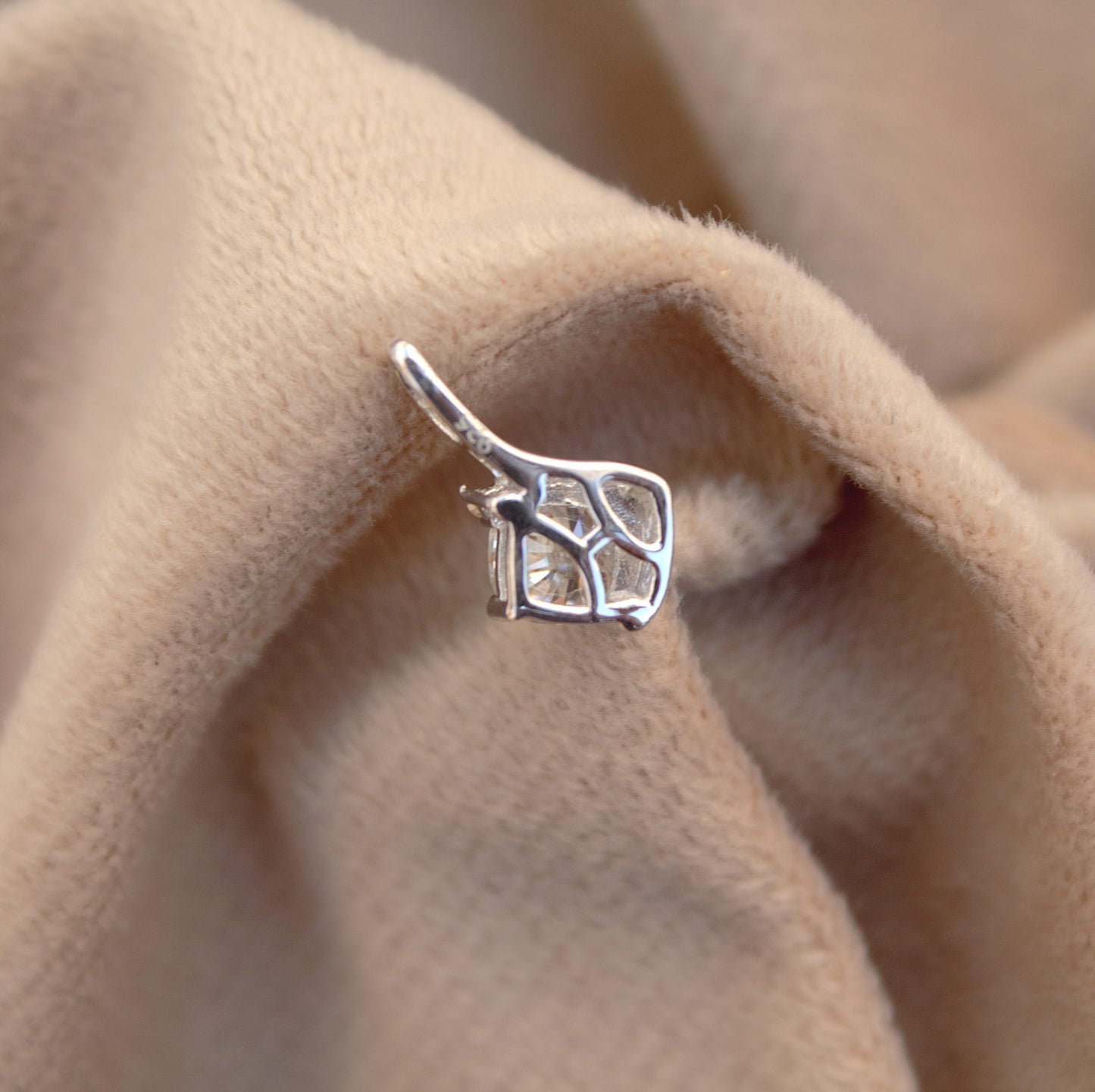 Minimalist Silver Moissanite Pendant, Cushion Shape Prong Set Pendant, 925 Sterling Silver Pendant, Dainty Graduation Gift for Daughter