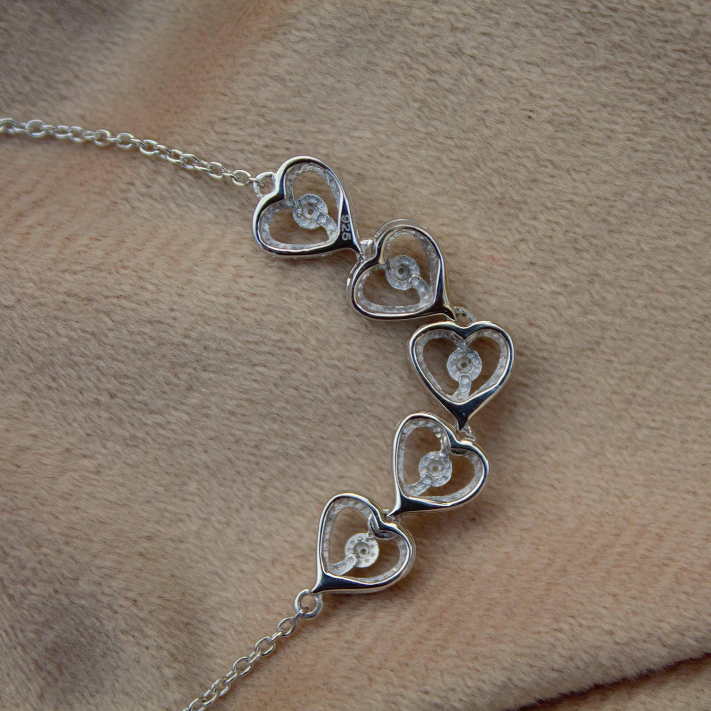 Heart Shape Moissanite Bracelet, 925 Sterling Silver Bracelet for Her, Link Chain Silver Heart Bracelet, Perfect Gift for Valentines Day