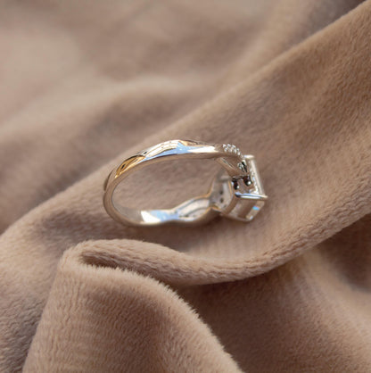 Moissanite Emerald Cut Elegant Ring, Minimalist Silver Ring, 925 Sterling Silver Ring, Anniversary Ring, Solitaire Prong Set Ring for Wife