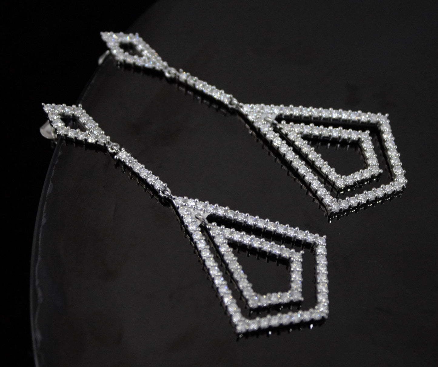 Stud Dangle Moissanite Earrings for Women, 925 Sterling Silver Long Earrings, Round Stone Earrings, White Moissanite Wedding Bridal Jewelry