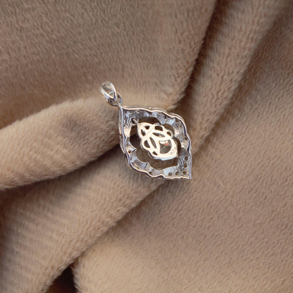 Minimalist Silver Charm Pendant, Moissanite Solitaire Halo Pendant, 925 Sterling Silver Pendant, Dainty Moissanite Pendant Gift for Women