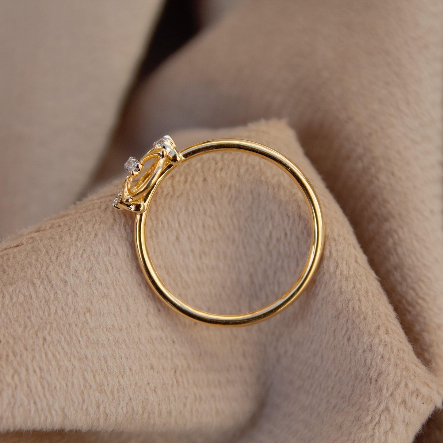 18K Solid Yellow Gold Ring, 6 US Gold Diamond Ring, IGI Certified Diamond Jewelry, Real Diamond Elegant Minimalist Ring For Birthday Gift