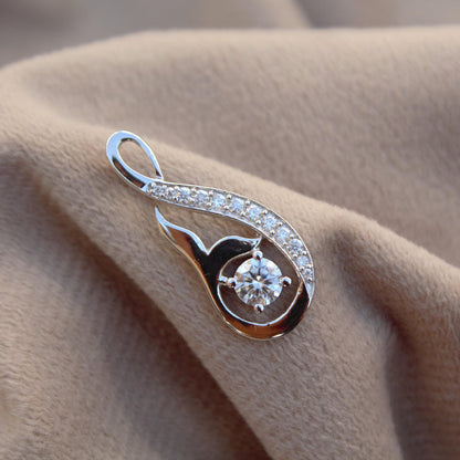 Moissanite Round Cut Stone Pendant, Silver Dainty Pendant for Her, Colorless Moissanite Jewelry Gift for Her, Women's Charm Pendant