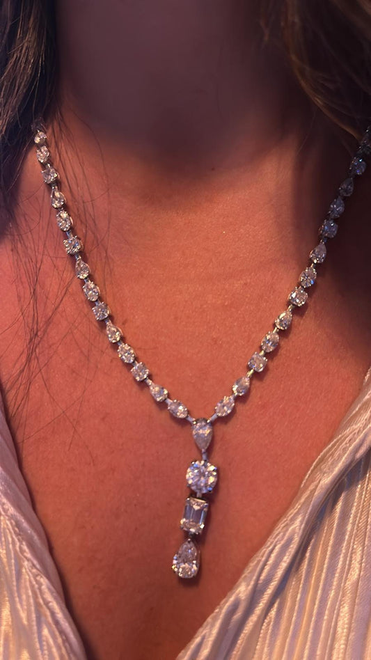 Lab Grown Diamond Necklace, DE colour, VVS/VS Clarity, 40+ Tcw Wedding Necklace, Statement Necklace, Gold Dainty Necklace, Gift for Bride