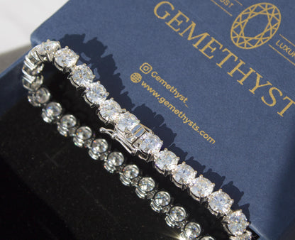 White Gold Moissanite Tennis Bracelet 10K solid gold, VVS Moissanite Infinity Bracelet, Sparkling Moissanite, Round Wedding Bracelet