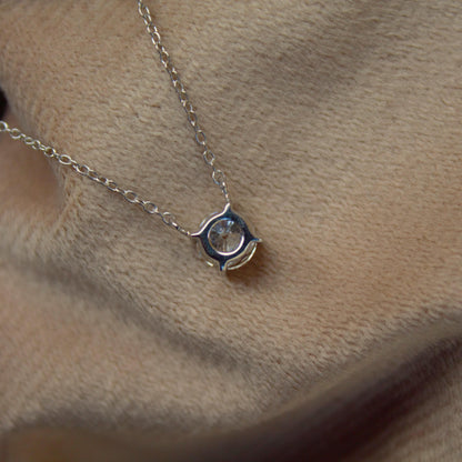 Classic Round Cut Moissanite Pendant with Chain, 925 Sterling Silver Moissanite Chain Necklace, Dainty Solitaire Pendant Necklace for Women