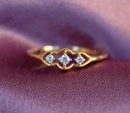 Three Stone Diamond Ring, 1.43 Gm Diamond Gold Ring, 18K Dainty Yellow Gold Jewelry, IGI Certified Natural Diamond Gold Ring Gift for Wife