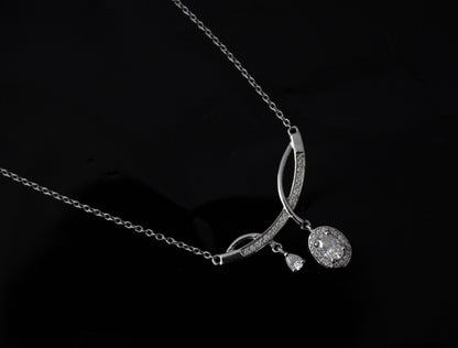 Statement Moissanite Silver Necklace, 925 Sterling Silver Chain Necklace, Lightweight Travel Jewelry, Dainty Silver Necklace Gift for Women