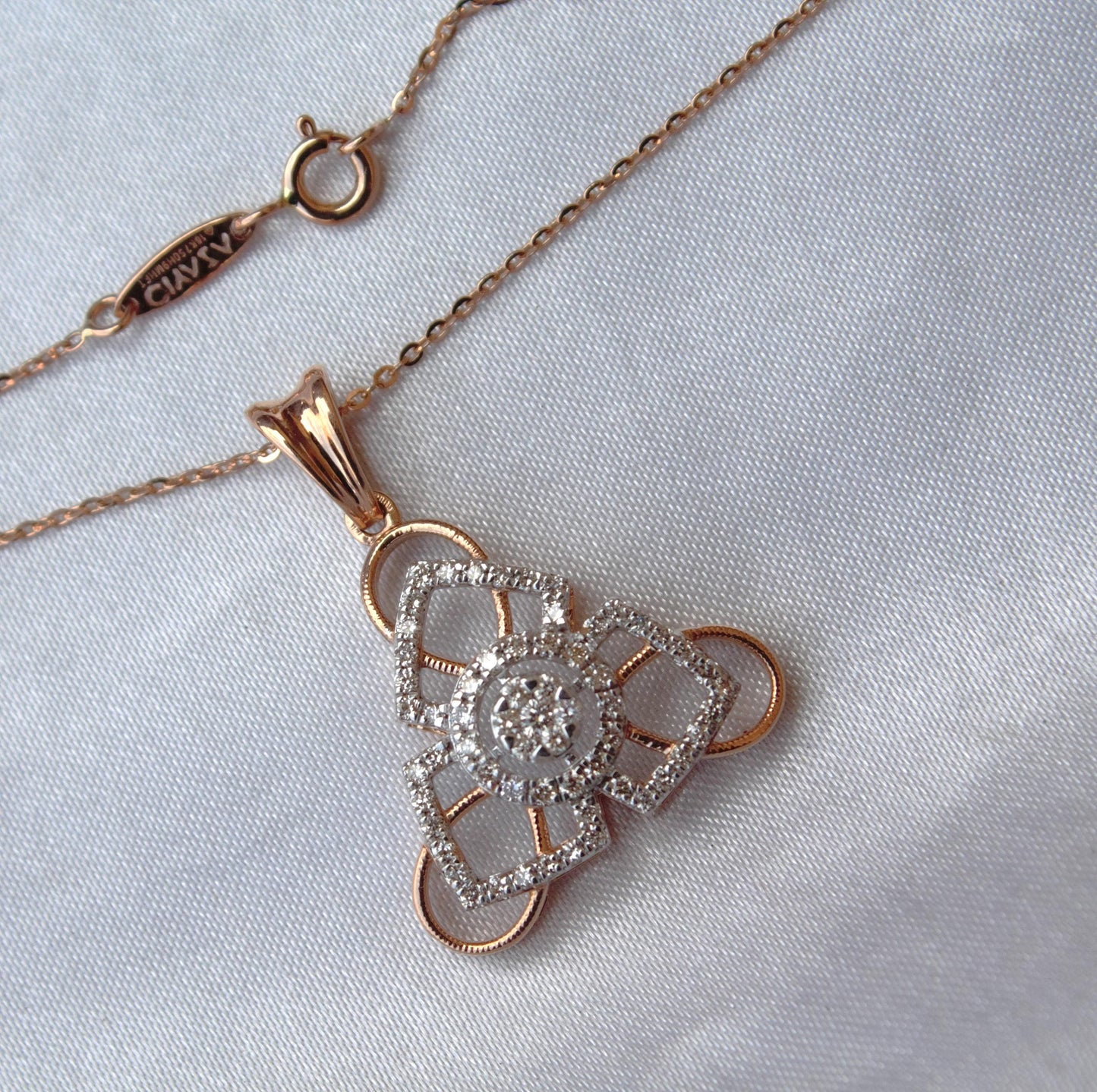 Rose Gold Diamond Jewelry Set, 18k Gold IGI Certified Diamond Pendant Earrings Set, Chain Pendant Necklace with Stud Earrings, Diamond Gift