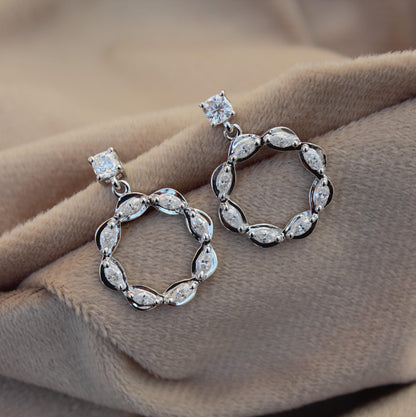 White Moissanite Stud Hoop Earrings, 925 Sterling Silver Hoop Earrings for Women, Statement Moissanite Jewelry, Anniversary Gift for Wife