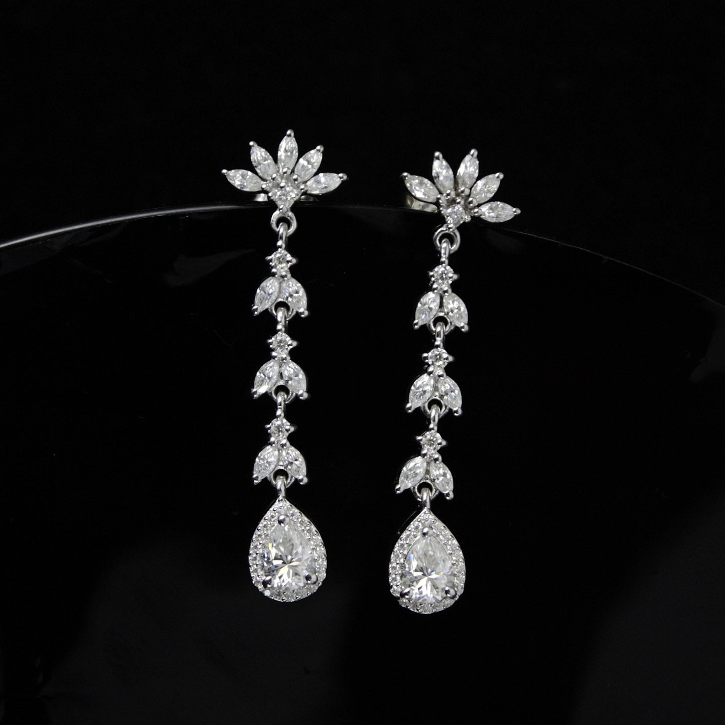 Minimalist Long Moissanite Drop Earring, Chandelier Silver Earrings, Perfect Bridesmaid Gift For Her, Moissanite Sterling Silver Earrings