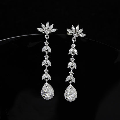 Minimalist Long Moissanite Drop Earring, Chandelier Silver Earrings, Perfect Bridesmaid Gift For Her, Moissanite Sterling Silver Earrings