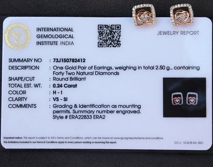 Certified Real Diamond Necklace Earrings Set, Gold Jewelry For Engagement, 18K Gold Necklace with Earrings, Perfect Anniversary Gift For Her