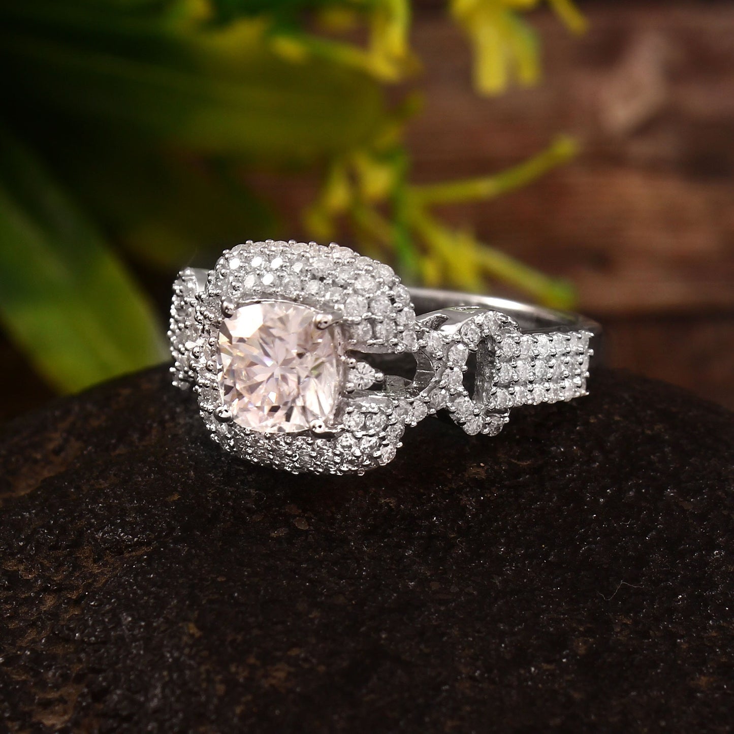 Art Deco Lab Diamond Ring, Cushion Cut Engagement Ring, Gold Wedding Ring, Victorian Style Cocktail Ring, Perfect Gift for Bridesmaids