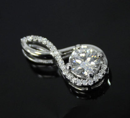 Colorless Moissanite Pendant in 925 Sterling Silver, Round Cut Stone Pendant, White Stone Minimalist Pendant, Silver Dainty Pendant Jewelry